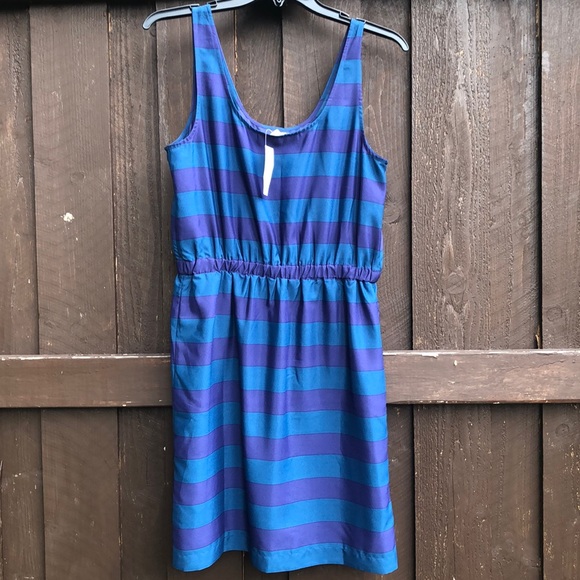 NWT LOFT Two Toned Blue/Purple Striped Dress - Picture 2 of 8